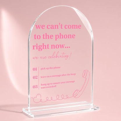 Arch Acrylic Audio Guest Book Sign, We Can't Come to the Phone Right Now Leave a Message Sign, Interactive Phone Guestbook Signage, Modern Wedding Bridal Shower Party Decor Supplies-5x7 Inch - color: Audio Guest Book Sign