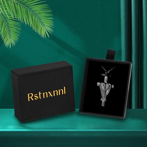 Cross Cremation Jewelry Urn Necklaces Cross Angel Wings Urn Necklaces for Ashes Memorial Keepsake Pendant for Women Men Gifts With Funnel Kit & Bag - color: Customize