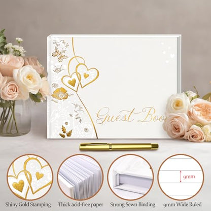 Butterfly Wedding Guest Book,9x7in Pearlescent Guest Book Wedding Reception | Wedding Guest Book 112 Pags,Baby Shower & Birthday, Unique Engagement Gift for Newly Engaged Couples(Butterfly) - color: Butterfly