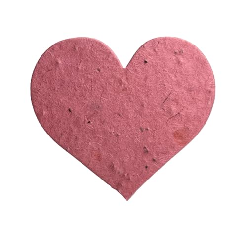 Of The Earth Handmade Paper - Wildflower Seed Paper Large Hearts - Recycled Flower Petals - Bulk Set of 100 (68s Pink Lotka) - color: 68s Pink Lotka