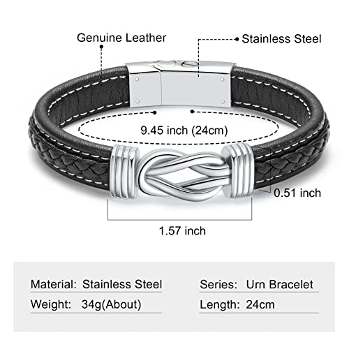 shajwo Infinity Cremation Bracelet for Ashes for Men - color: Silver-24cm