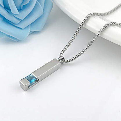 YOUFENG Urn Necklaces for Ashes Birthstone Cube Urns for Human Ashes Memorial Cremation Urn Locket Keepsake Ashes Jewelry - style: Silver - December