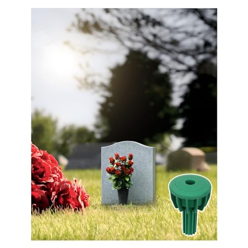 Cemetery Vase Rubber Inserts, Silicone Secure Flowers Holder for Headstone - color: Green