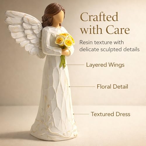 Retirement Gift for Woman, Happy Retirement Gift for Woman, 7" Angel Figurine for Retirement Party Decorations, Retired Gifts for Coworkers Friends,Angel Statue Holding Flowers - style: Retirement Gift