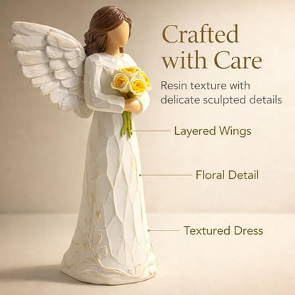 Retirement Gift for Woman, Happy Retirement Gift for Woman, 7" Angel Figurine for Retirement Party Decorations, Retired Gifts for Coworkers Friends,Angel Statue Holding Flowers - style: Retirement Gift