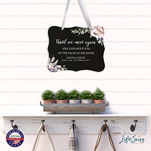 LifeSong Memorials Personalized 8x6x0.125 Wooden Wall Hanging Ribbon Sign for Loss of Loved One Until We Meet Again Sympathy Comfort Funeral Bereavement Keepsake (Black) - color: Black