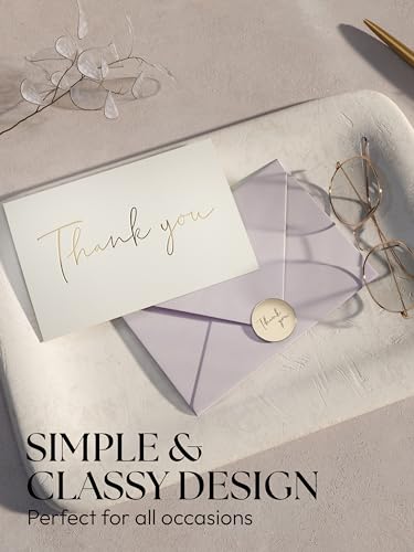 Thank You Cards & Envelopes Set - 100 Blank Cards - Wedding, Baby Shower & More - 4x6
