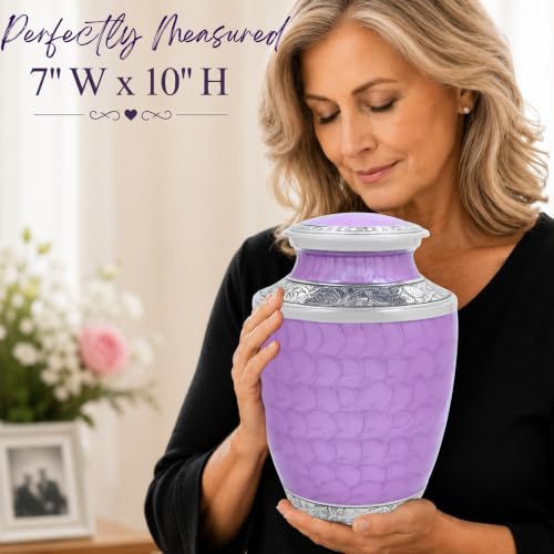 Alpha Living Home Cremation Urn, Adult, 200+ cu in, Purple Silver - color: Purpal, size: Hand Engraved