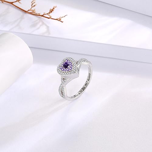 Sariel Teardrop Cremation Ring for Ashes - 925 Sterling Silver Urn Keepake Rings Memorial Jewelry for Women - color: Heart（Purple）
