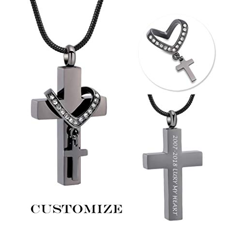 Cremation Jewelry for Ashes Pendant - Cross Urn Necklace with Mini Keepsake Urn Memorial Ash Jewelry - color: Customize