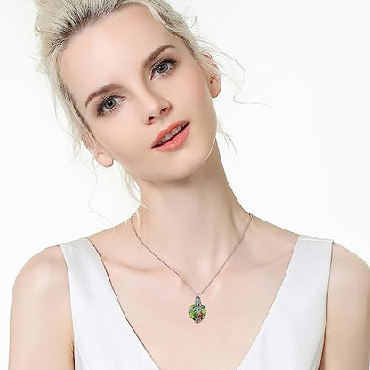 PELOVNY Urn Necklace for Ashes 925 Sterling Silver Butterfly Dragonfly Bee Phoenix Hummingbird Urn Necklaces Animal Crystal Cremation Jewelry for Ashes Cat Dog Pet Memorial Gifts - color: 08-Cardinal Urn 2