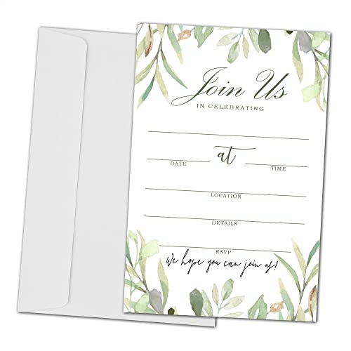 Join Us Invitation Cards With Envelopes - Greenery Invite Cards for All Occasions, Wedding, Engagement, Reception, Bridal or Baby Shower and Birthday Party - 25 Cards and 25 Envelopes - HL-003 YQK - color: Greenery7