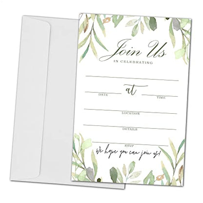 Join Us Invitation Cards With Envelopes - Greenery Invite Cards for All Occasions, Wedding, Engagement, Reception, Bridal or Baby Shower and Birthday Party - 25 Cards and 25 Envelopes - HL-003 YQK - color: Greenery7