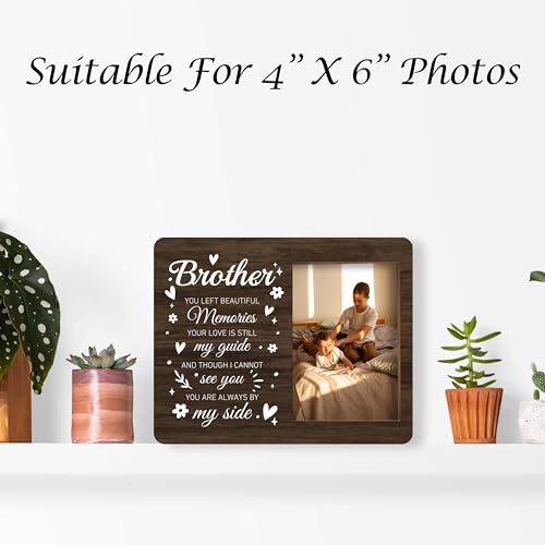 Memorial Pictures Frame, Brother You Left Beautiful Memories Photo Frame, Sympathy Gifts For Loss Of Brother, Farmhouse Home Living Room Bedroom Decoration -b26 - style: Brother