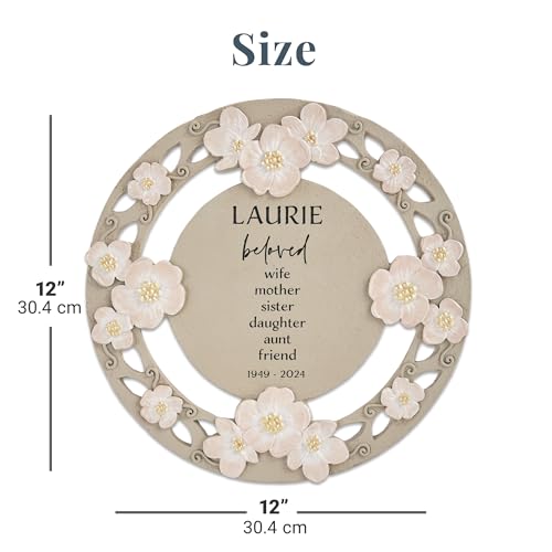 Let's Make Memories Personalized Memorial Garden Stone - Loved By All - Floral - Sympathy - style: Loved By All