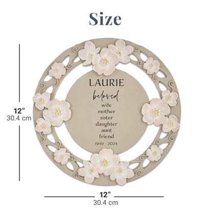 Let's Make Memories Personalized Memorial Garden Stone - Loved By All - Floral - Sympathy - style: Loved By All