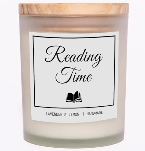 Reading Time Candle - Book Lovers Gifts, Gifts for Readers, Lavender & Lemon Scented Candle, Natural Soy Wax & Natural Essential Oils - color: Reading Time