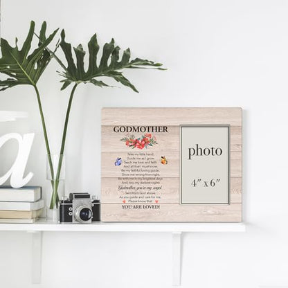 Dumyum Godmother Photo Frame from Goddaughter Godson | Godmother Gifts, 8 x 10 Wood Picture Frame for 4 x 6 Inch Photo - color: GODMOTHER