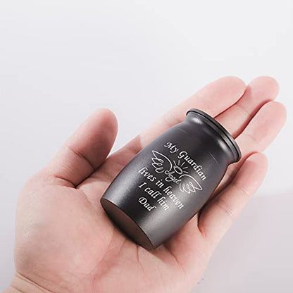 Personalized Custom Urns for Ashes, 2.8“ High Small Cremation Urns, Handcrafted Keepsake Urn for Family, Beautiful Peaceful Decorative Urns, Engraved Date or Name Funeral Urn Designed for Sharing - style: Angel Keepsake Engraving 2.8" Black