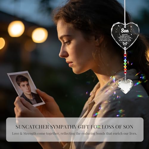 Hegelda Memorial Gifts for Loss of Son Crystal Suncatcher - style: Son