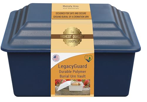 LegacyGuard Durable Polymer Burial Urn Vault for One Cremation Urn - Ground Burial Protection - Gray, Navy Blue, Green, and White - Made in the United States (Navy) - color: Navy