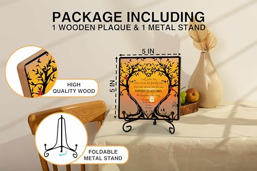 Remembrance Desk Decor, Sympathy Gifts for Family Loss Of Loved One, A Limb Has Fallen From The Family Tree Tabletop Sign for Home Office Bedroom, Memorial Wood Plaque With Iron Stand -25