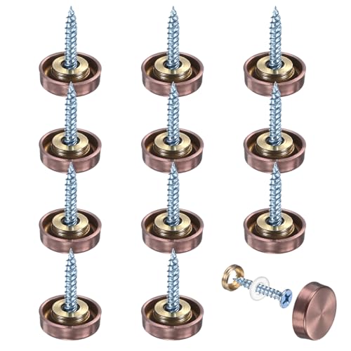 M METERXITY 12-Pack Screw Covers Caps, 0.63" Dia Stainless Steel Brushed Mirror Decorative Screws Cap Nails Fasteners for Sign Advertising Hardware/Bathroom Upholstery Head Covers [Rose Gold] - color: Rose Gold, size: 0.63"