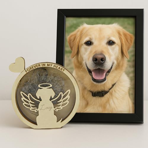 Personalized Dog Memorial Gifts - Dog Hair Keepsake Box Wooden , Pet Fur Gifts for Dog Lover, Pet Keepsake Box For Storing Dogs Fur, Teeth, Nails, Bone Ashes, Pet Loss Sympathy Gift for Dog Owner