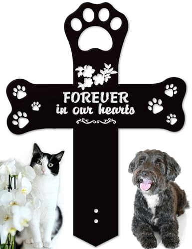 Cat or Dog Grave Markers Outdoor Memorial – 14.5x10 Inch Metal Pet Grave Markers Memorial Plaque, Weatherproof Pet Headstone for Yard or Indoor Tribute, Sympathy Gift for Loss of Beloved Cat or Dog - style: Pet Memorial Plaque