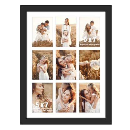 DUENPY 17x23 9 Opening Collage Frame For 9 5x7 Photos Black - color: Black, size: 17x23（5x7 opening）