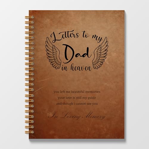Letters to Heaven Notebook Journal 5.5x8.3, Memorial Gifts for Loss of Dad, Remembrance Bereavement Gifts Spiral Hardcover Notebook, Bereavement Gift for Loss of Father, Grief Journal - color: Letters to Dad in Heaven