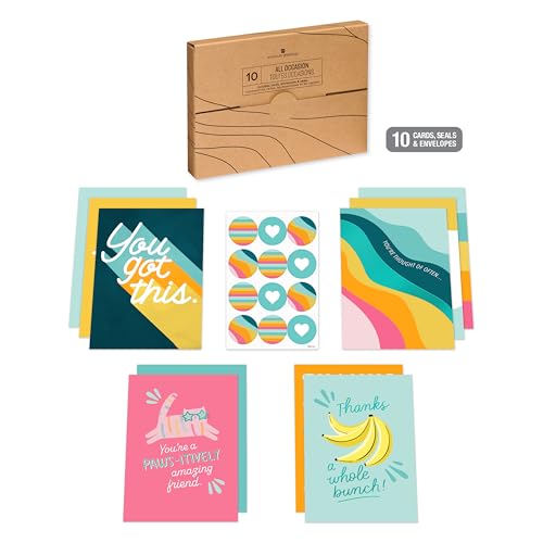 American Greetings 10-Count All Occasions Card Bundle with Envelopes- Congrats, Baby, Wedding, Support, Friendship, Sympathy, and Thank You