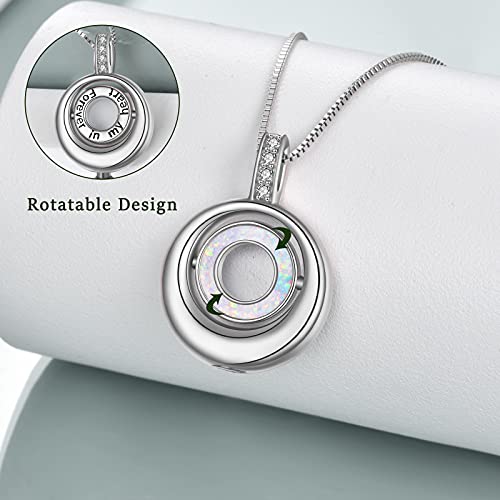 WINNICACA Cremation Jewelry for Ashes Locket Ashes Necklace Urn Necklace for Women Sterling Silver Cremation Necklace for Ashes Fine Keepsake Picture Necklace Memorial Jewelry - style: C02-Circle of Life Urn Necklace(Created Opal)