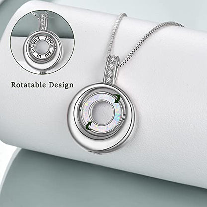 WINNICACA Cremation Jewelry for Ashes Locket Ashes Necklace Urn Necklace for Women Sterling Silver Cremation Necklace for Ashes Fine Keepsake Picture Necklace Memorial Jewelry - style: C02-Circle of Life Urn Necklace(Created Opal)
