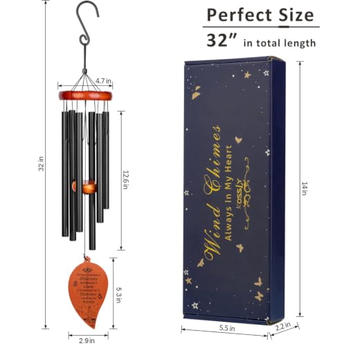 32" Sympathy Memorial Wind Chimes, Windchimes in Memory of A Loved One - color: Black 32 Lighthouse
