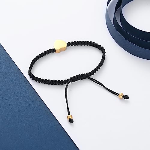 constantlife Heart Cremation Urn Bracelet for Ashes - Stainless Steel Paw Print Pendant Keepsake Jewelry Adjustable Braided Wristband Bangle Pet Dog Cat Memorial Gift for Women - color: Golden