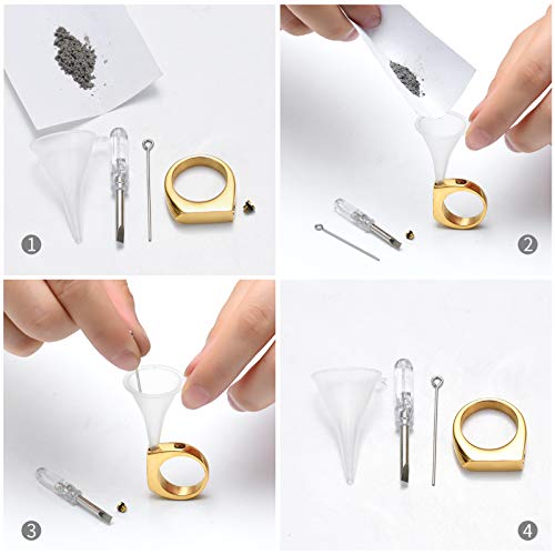 Minicremation Cremation Jewelry for Ashes Geometry Simple Style Memorial Urn Ring Ashes Holder with Fill Kit Keepsake Cremation Ring for Men - color: Gold
