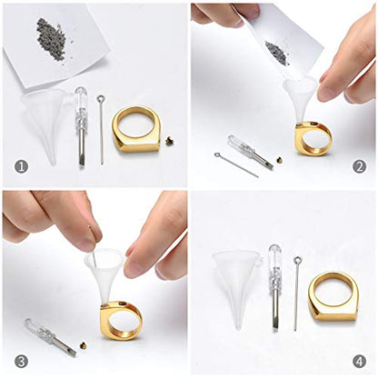 Minicremation Cremation Jewelry for Ashes Geometry Simple Style Memorial Urn Ring Ashes Holder with Fill Kit Keepsake Cremation Ring for Men - color: Gold