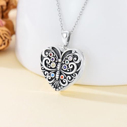 Dorunmo Locket Necklace 925 Sterling Silver Pictures Photo Keep Someone Near to You Custom Lockets Mother's Day Jewelry Personalized Photo Locket Gifts - color: K-Butterfly, style: Locket Only