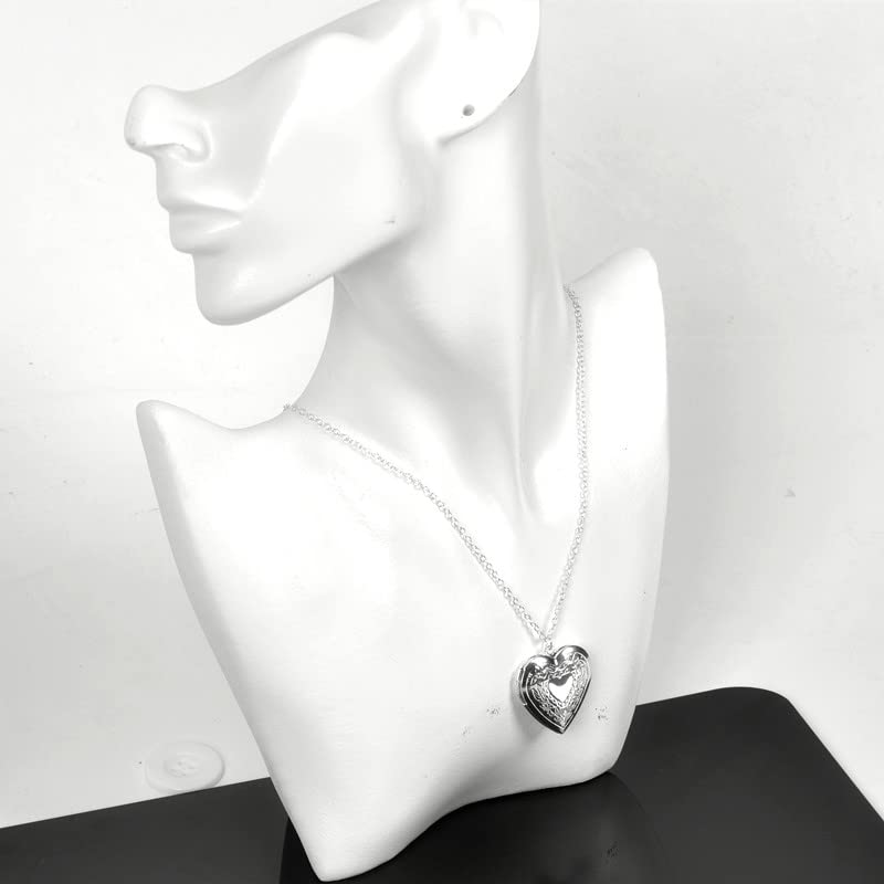 YALLNASL Heart Locket Necklace that Holds Pictures Silver Heart Shaped Locket Necklaces for Women Adults Photo Locket Necklace Lockets for Women Best Friends Gifts