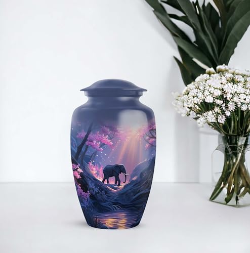Blue Elephant Cremation Urn for Ashes - Large Adult Urn - 10 Inch - color: Elephant-3, size: 10-inch
