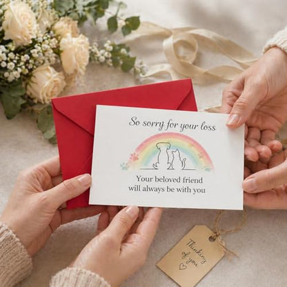 Pet Sympathy Card for Loss of Dog, Sorry for Your Loss Pet Memorial Card with Envelope, Rainbow Bridge Condolence Greeting Card, Bereavement Gift for Grieving Pet Owners
