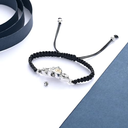 constantlife Double Heart Cremation Bracelet for Ashes for Women Stainless Steel Pendant Urn Memorial Jewelry Loved Ones Human Pet Funeral Keepsake Gift - color: Sunflower-Silver+Gold