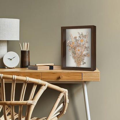 Americanflat 11x14 Shadow Box Frame with Shatter-Resistant Glass - Silhouette Collection - Large Shadow Box Display Case for Tabletop and Wall Display - Walnut with Soft Felt Back - color: Walnut, size: 11x14