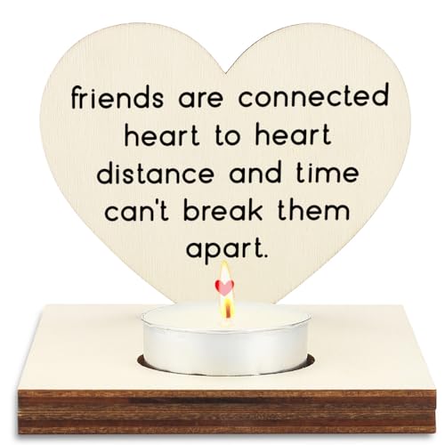 Heart Shaped Wooden Tealight Candle Holder, Inspirational Quote Candle Holder, Friendship Gift for Best Friend Funny, Long Distance Friends, Birthday, Farewell, Christmas Decoration SLZ23 - color: Life is Tough