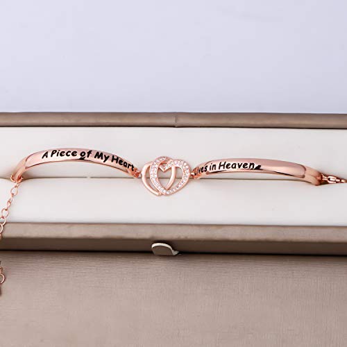 FAADBUK Memorial Jewelry Loss Gift A Piece of My Heart Lives In Heaven Bracelet In Memory of Loved Son Daughter Sympathy Gift - color: A Piece Of C-RG