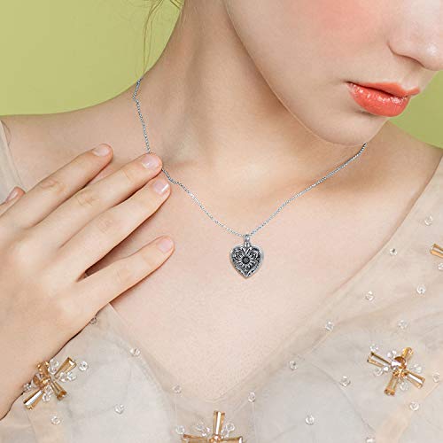 SOULMEET Cremation Jewelry for Ashes, Sterling Silver Urn Necklace for Ashes Women Men, Cherish Memories Cremation Jewelry to Keep Someone Near to You - color: A-Oxidation black Sunflower