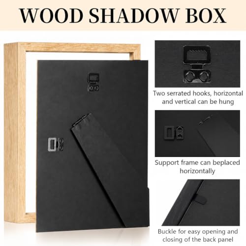 Shadow Box Frame 8"x 10"- 4 Pack Wood Deep Shadowbox with Glass - size: 8x10-4pcs-wood