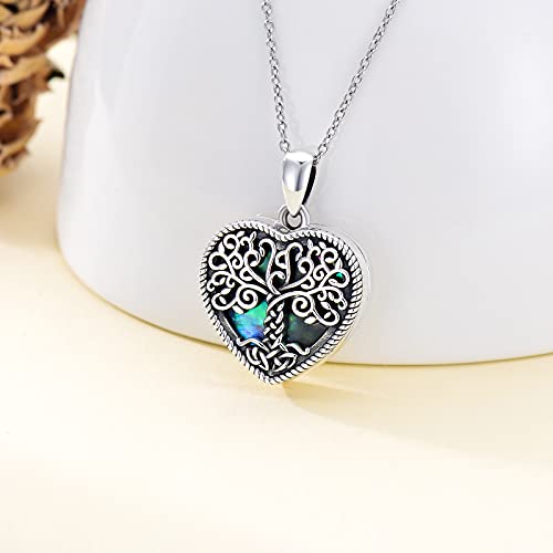 Dorunmo Personalized Locket Necklace 925 Sterling Silver that Holds Pictures Butterfly Birthstone Photo Heart Locket Custom Jewelry Congratulations New Beginnings New Job Gifts for Women - color: Abalone Tree of Life, style: Only Locket