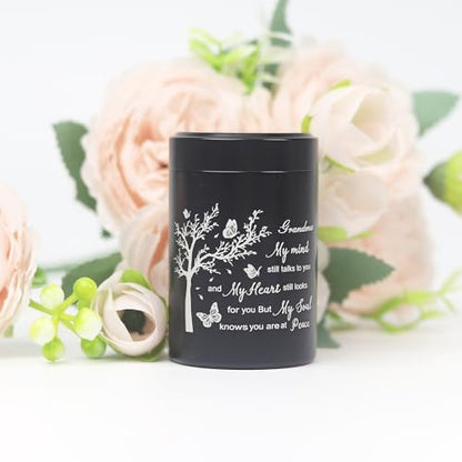 3 Inch Small Urn for Human Ashes Aluminum Mini Cremation Small Keepsake Box for Sharing Ashes Mini Urn-Grandma - size: Black-Grandma